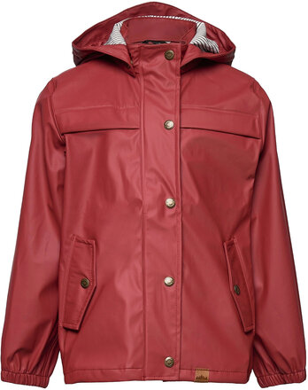 Pu Girls Rain Jacket Outerwear Rainwear Jackets Red Mikk-line