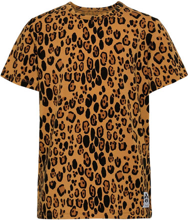 Basic Leopard Ss Tee Tops T-Kortærmet Skjorte Brown Mini Rodini