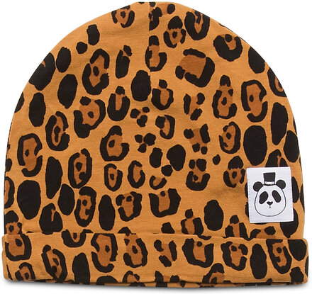 Basic Leopard Beanie Accessories Headwear Hats Beanies Beige Mini Rodini*Betinget Tilbud