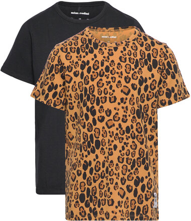 Basic Leopard Ss Tee 2-Pack T-shirts Short-sleeved Svart Mini Rodini*Betinget Tilbud