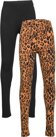 Basic Leopard Leggings 2-Pack Leggings Multi/mønstret Mini Rodini*Betinget Tilbud