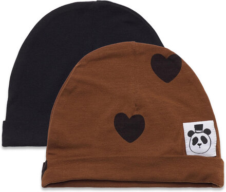 Basic Hearts Baby Beanie 2-Pack Accessories Headwear Hats Beanies Multi/mønstret Mini Rodini*Betinget Tilbud