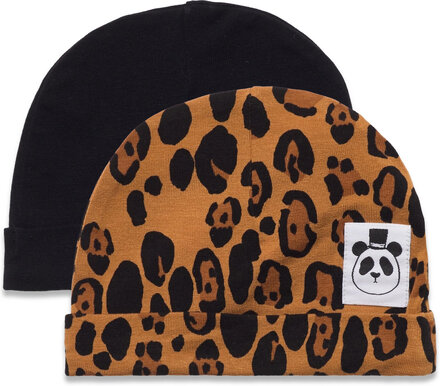 Basic Leopard Baby Beanie 2-Pack Accessories Headwear Hats Beanies Multi/mønstret Mini Rodini*Betinget Tilbud