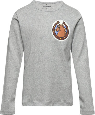 Horses Patch Ls Tee T-shirts Long-sleeved T-shirts Grå Mini Rodini*Betinget Tilbud