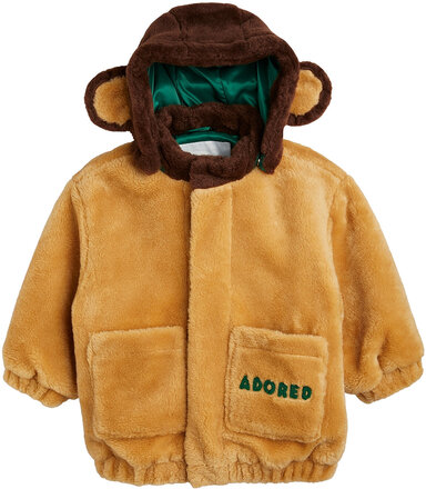 Adored Faux Fur Hooded Jacket Jakke Brown Mini Rodini
