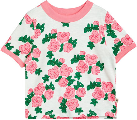 Roses Aop Ss Tee Tops T-Kortærmet Skjorte Pink Mini Rodini