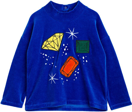 Jewels Velour Application Sweater Tops T-shirts Turtleneck Blue Mini Rodini