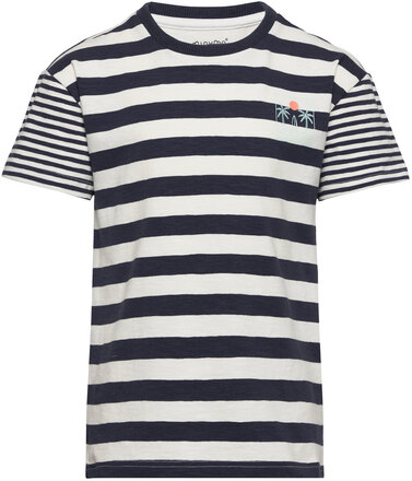 T-Shirt Ss Y/D Tops T-Kortærmet Skjorte Navy Minymo