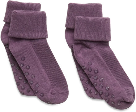 Baby Rib Sock W. Abs Strumpor Non-slip Purple Minymo