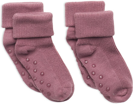 Baby Rib Sock W. Abs Strumpor Non-slip Pink Minymo