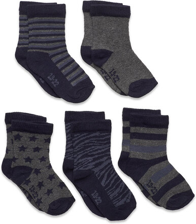 Sock W. Pattern Socks & Tights Socks Grå Minymo*Betinget Tilbud