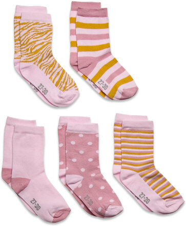 Sock W. Pattern Sockor Strumpor Pink Minymo