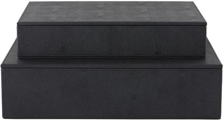 Sting Opbevaringsæsker, Sæt Af 2 Æsker Home Storage Wooden Boxes Black Mojoo