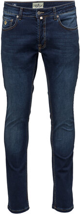 Steve Satin Jeans Skinny Jeans Blå Morris*Betinget Tilbud