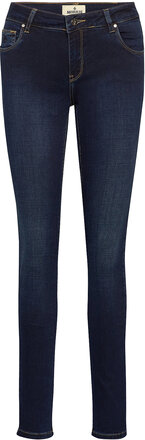 Monroe Satin Jeans Skinny Jeans Blå Morris Lady*Betinget Tilbud