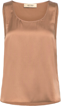 Mmastrid Silk Tank Top Tops T-shirts & Tops Sleeveless Brown MOS MOSH