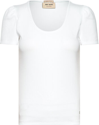 Mmlani O-Ss Rib Tee Tops T-shirts & Tops Short-sleeved White MOS MOSH