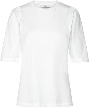 Mschtiffa Logan 2/4 Puff Tee Tops T-shirts & Tops Short-sleeved White MSCH Copenhagen
