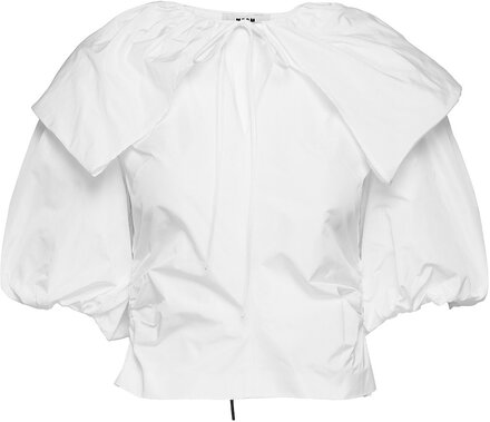 Crispy Taffetas Blouse Tops Blouses Short-sleeved White MSGM