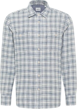 Style Clemens Blue Flannel Skjorte Uformell Blå MUSTANG*Betinget Tilbud