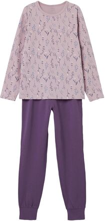 Nkfnightset Dawn Pink Flower Noos Pyjamassæt Purple Name It