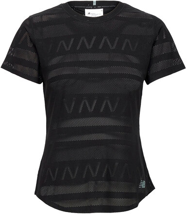 Q Speed Jacquard Short Sleeve T-shirts & Tops Short-sleeved Svart New Balance*Betinget Tilbud