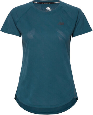 Q Speed Jacquard Short Sleeve T-shirts & Tops Short-sleeved Blå New Balance*Betinget Tilbud