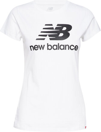 Essentials Stacked Logo Tee T-shirts & Tops Short-sleeved Hvit New Balance*Betinget Tilbud