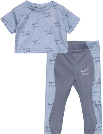 Air Boxy Tee Legging Set Sets Sets With Short-sleeved T-shirt Blå Nike*Betinget Tilbud