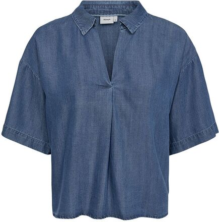 Nuandrea Shirt Tops Blouses Short-sleeved Blue Nümph