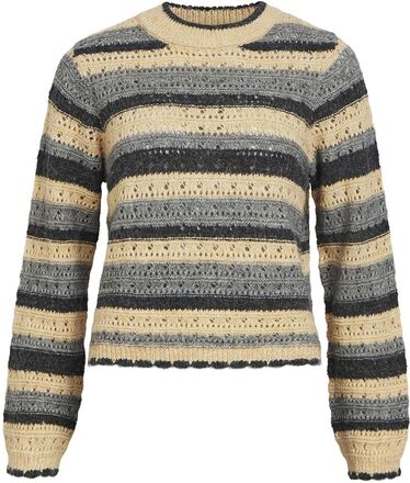 Objsaro L/S O-Neck Knit Pullover 130 Tops Knitwear Jumpers Multi/patterned Object