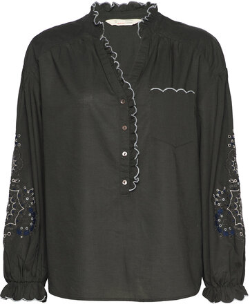 Edie Blouse Tops Blouses Long-sleeved Black ODD MOLLY