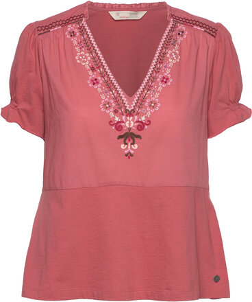 Finley Top Tops Blouses Short-sleeved Pink ODD MOLLY