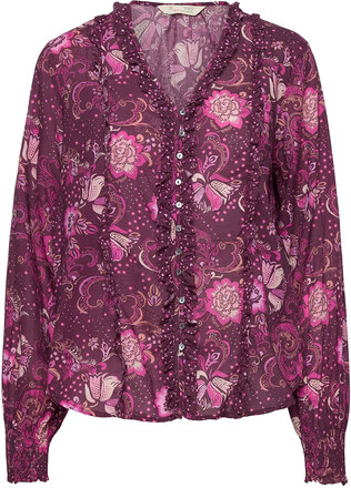 Doreen Blouse Tops Blouses Long-sleeved Purple ODD MOLLY