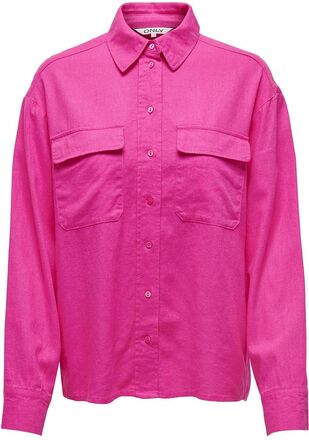 Onlcaro L/S Ovs Linen Bl Shirt Cc Pnt Tops Shirts Long-sleeved Pink ONLY