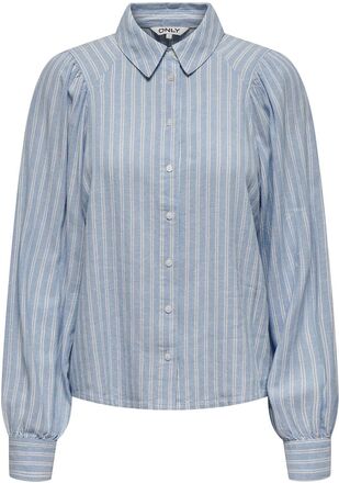 Onlcaro L/S Linen Bl Puff Shirt Cc Pnt Tops Shirts Long-sleeved Blue ONLY