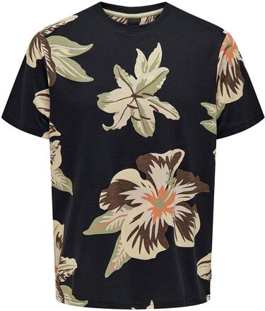 Onsklop Reg Ss Floral Tee Tops T-shirts Short-sleeved Navy ONLY & SONS