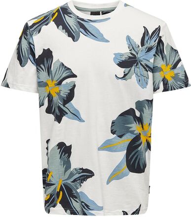 Onsklop Reg Ss Floral Tee Tops T-shirts Short-sleeved White ONLY & SONS