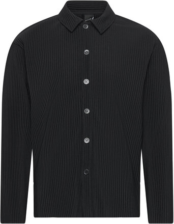 Onsasher Reg Pleated Ls Shirt Tops Shirts Casual Black ONLY & SONS