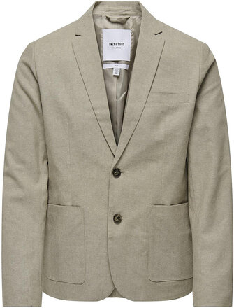 Onseve 2Btn Casual Linen Mix 0132 Blazer Suits & Blazers Blazers Single Breasted Blazers Beige ONLY & SONS