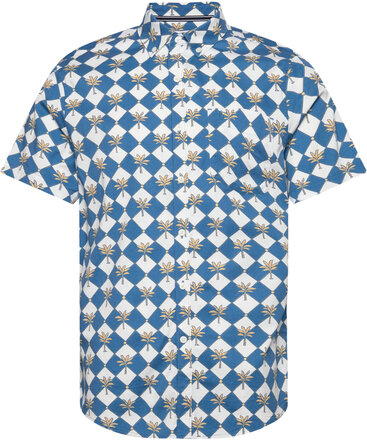 Ss Eco Twll Strtch A Tops Shirts Short-sleeved Blue Original Penguin