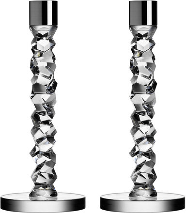 Carat Candlestick Silver 2-Pack Home Decoration Candlesticks & Lanterns Candlesticks Nude Orrefors