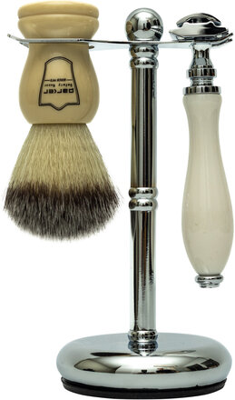 3 Piece Ivory Brush-111W-Chrome Stand Beauty MEN Shaving Products Razors Multi/mønstret Parker*Betinget Tilbud