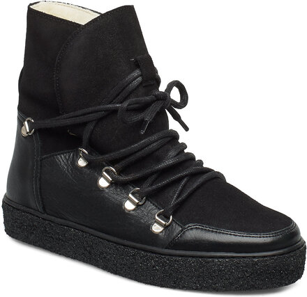 Lola Wool Shoes Boots Ankle Boots Laced Boots Black Pavement