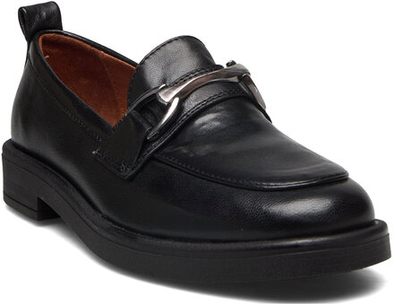 Shelly Buckle Loafers Flade Sko Black Pavement