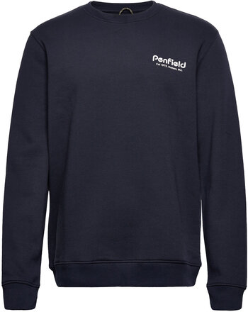 Hudson Script Crew Bb Sweat Tops Sweatshirts & Hoodies Sweatshirts Navy Penfield