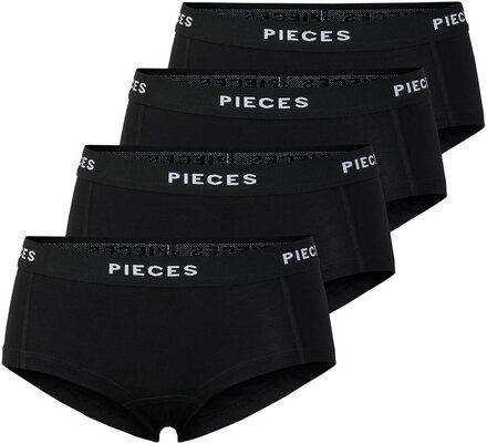 Pclogo Lady 4 Pack Solid Noos Bc Hipsters Undertøj Black Pieces