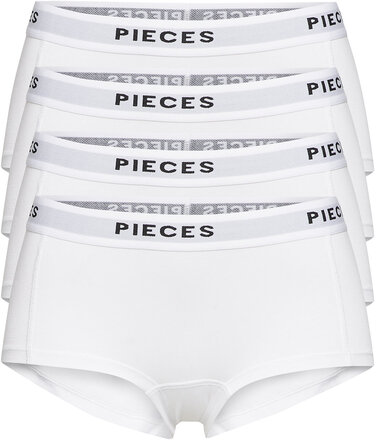 Pclogo Lady 4 Pack Solid Noos Bc Hipstertrosa Underkläder White Pieces