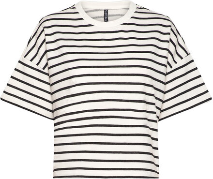 Pcchilli Summer 2/4 Sweat Stripe Noos Bc Tops T-shirts & Tops Short-sleeved White Pieces