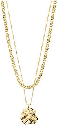 Willpower Curb & Coin Necklace, 2-In-1 Set, Gold-Plated Accessories Jewellery Necklaces Chain Necklaces Gold Pilgrim